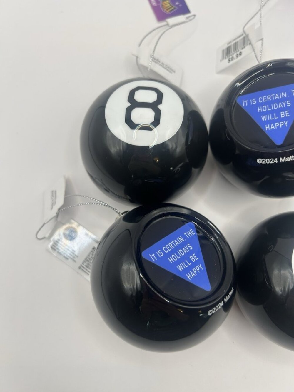 Mattel Magic 8 Ball Ornament 3-Inch Novelty Christmas Holiday Plastic Lot Of 4 - Picture 3 of 8